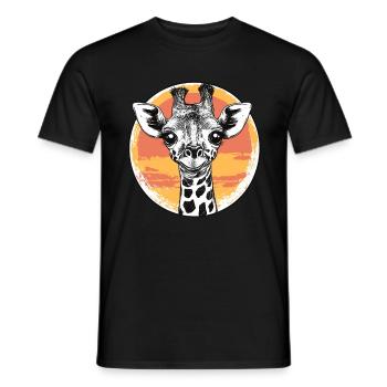 Girafe au coucher du soleil - T-shirt homme - noir - Devant - AI Model Male 178 light (178cm)