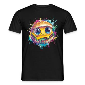 Wide-eyed burgers - Men's T-Shirt - black - Front - AI Model Male 178 light (178cm)