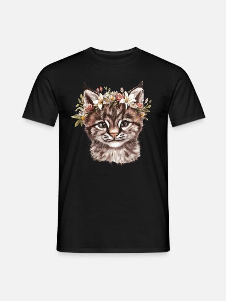 Cat with flower crown - Men's T-Shirt - black