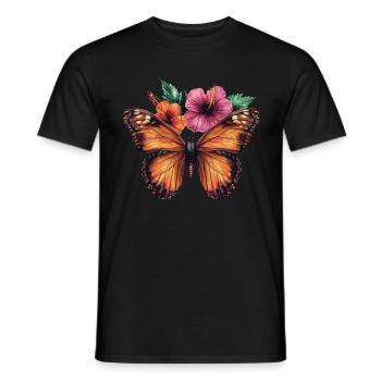 Butterfly with flowers - Men's T-Shirt - black - Front - AI Model Male 178 light (178cm)