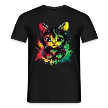 Style de chat rasta - T-shirt homme - noir - Devant - AI Model Male 178 light (178cm)