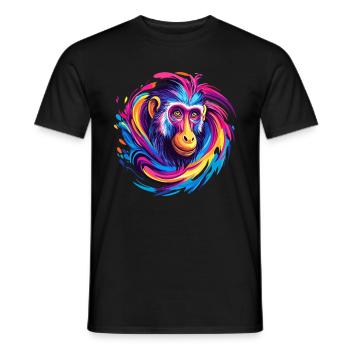 Tourbillon coloré de tête de singe - T-shirt homme - noir - Devant - AI Model Male 178 light (178cm)