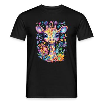 Colorful Giraffe Dreams - Men's T-Shirt - black - Front - AI Model Male 178 light (178cm)