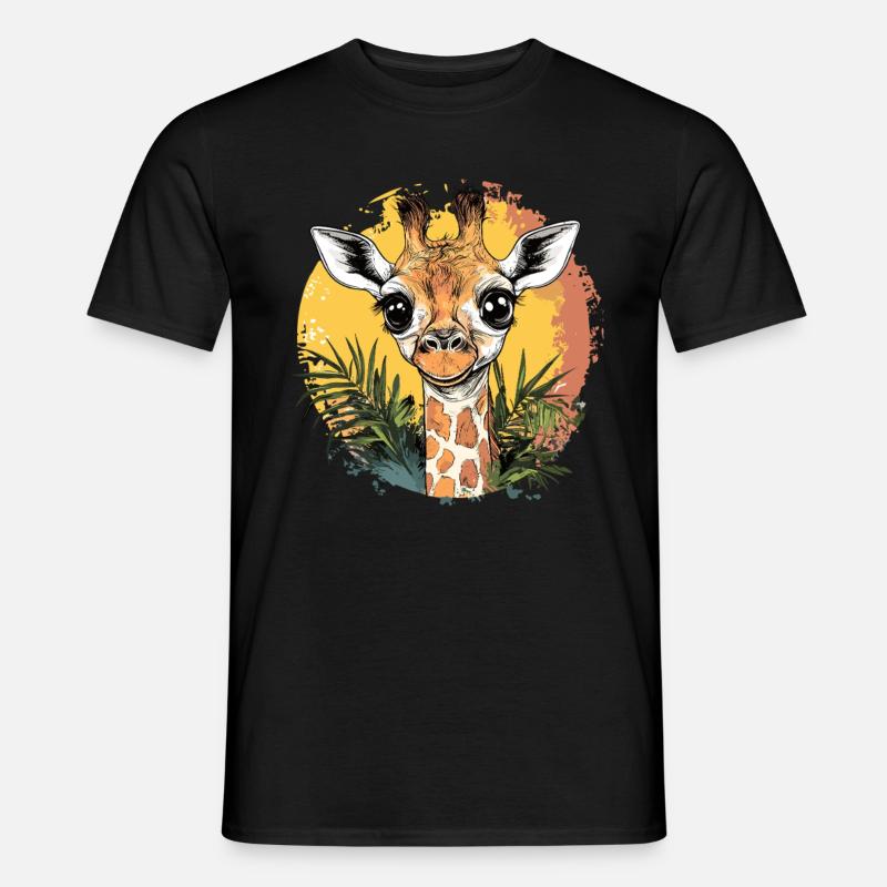 Neugierige Giraffe Illustration - Männer T-Shirt - Schwarz