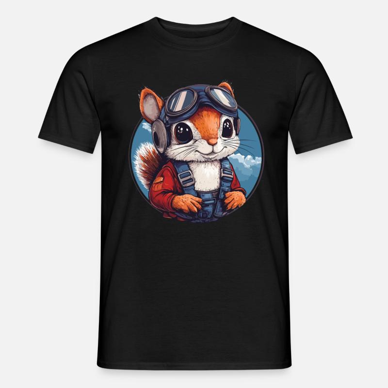 Fliegendes Eichhörnchen mit Brille - Männer T-Shirt - Schwarz