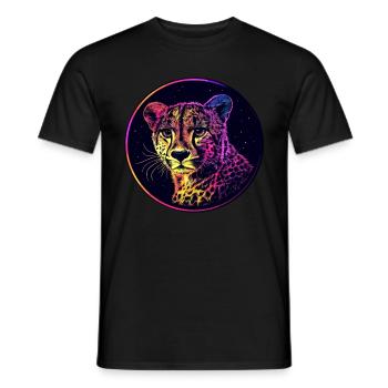 Leopard in the starry sky - Men's T-Shirt - black - Front - AI Model Male 178 light (178cm)