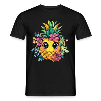 Floral Pineapple Delight - Men's T-Shirt - black - Front - AI Model Male 178 light (178cm)