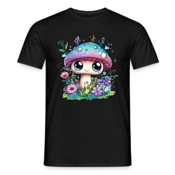 Zauberpilz mit Blumen - Männer T-Shirt - Schwarz - Vorne - AI Model Male 178 light (178cm)