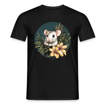 Souris de la jungle avec fleur - T-shirt homme - noir - Devant - AI Model Male 178 light (178cm)
