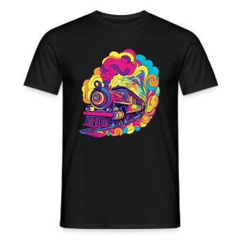 Zug in Farbenexplosion - Männer T-Shirt - Schwarz - Vorne - AI Model Male 178 light (178cm)