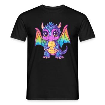 Bébé dragon coloré - T-shirt homme - noir - Devant - AI Model Male 178 light (178cm)