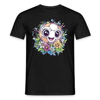 Fröhlicher Fußball mit Blumen - Männer T-Shirt - Schwarz - Vorne - AI Model Male 178 light (178cm)