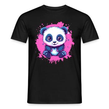 Süßer Panda auf Pink - Männer T-Shirt - Schwarz - Vorne - AI Model Male 178 light (178cm)