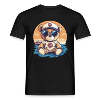 Teddy bear with sunglasses - Men's T-Shirt - black - Front - AI Model Male 178 light (178cm)