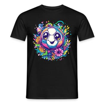 Bunter Fußball mit Blumen - Männer T-Shirt - Schwarz - Vorne - AI Model Male 178 light (178cm)