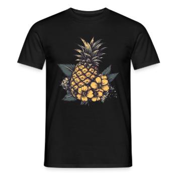Vintage Ananas mit Blüten - Männer T-Shirt - Schwarz - Vorne - AI Model Male 178 light (178cm)