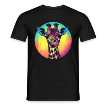 Girafe colorée avec dégradé - T-shirt homme - noir - Devant - AI Model Male 178 light (178cm)