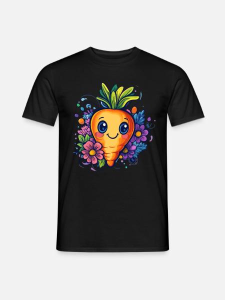 Cheerful Flower Carrot - Men's T-Shirt - black