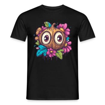 Drôle de noix de avec des fleurs - T-shirt homme - noir - Devant - AI Model Male 178 light (178cm)