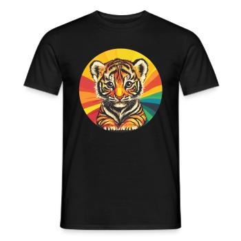 Tigerbaby mit Regenbogenfarben - Männer T-Shirt - Schwarz - Vorne - AI Model Male 178 light (178cm)