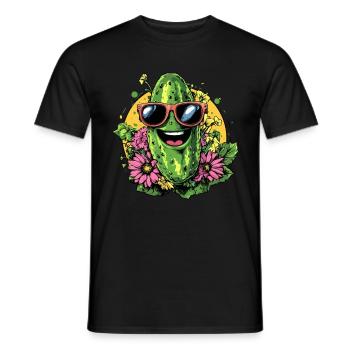Cool cucumber with sunglasses - Men's T-Shirt - black - Front - AI Model Male 178 light (178cm)