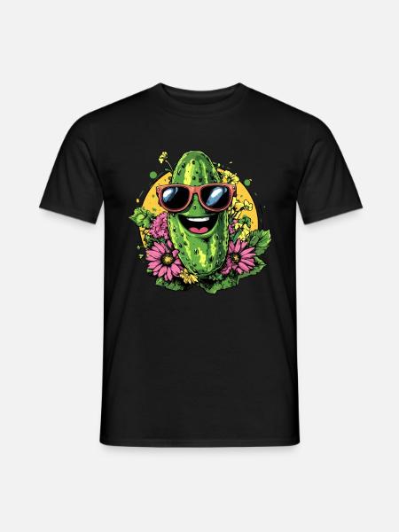 Cool cucumber with sunglasses - Men's T-Shirt - black