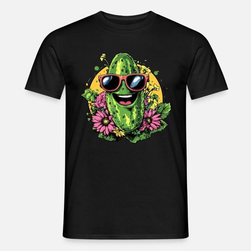 Coole Gurke mit Sonnenbrille - Männer T-Shirt - Schwarz