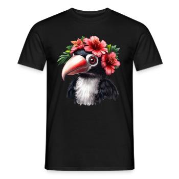 Tukan mit Blumenkranz - Männer T-Shirt - Schwarz - Vorne - AI Model Male 178 light (178cm)