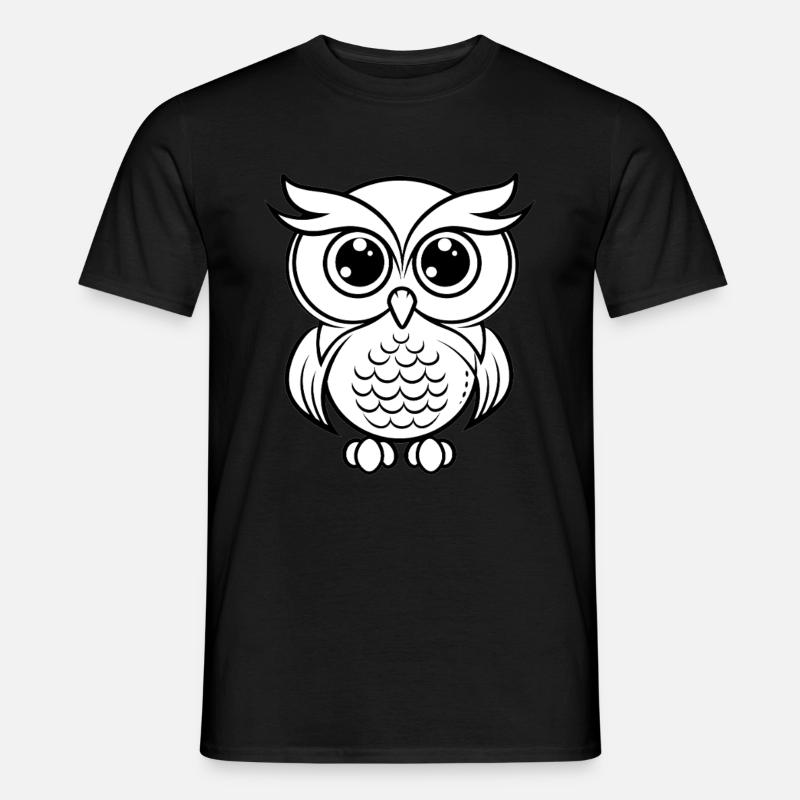Süße Eule Umriss - Männer T-Shirt - Schwarz