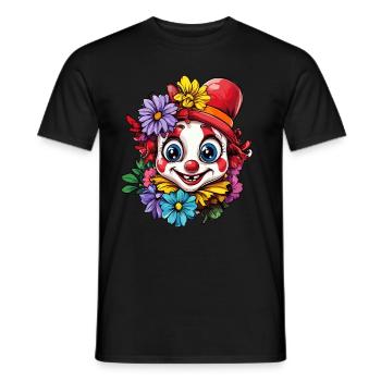 Clown mit bunten Blumen - Männer T-Shirt - Schwarz - Vorne - AI Model Male 178 light (178cm)