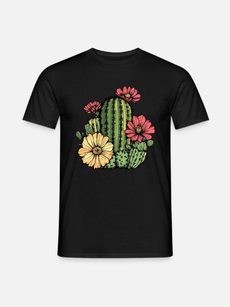 Cactus with flowers - Men's T-Shirt - black