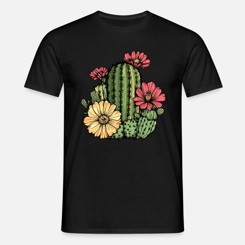 Cactus with flowers - Men's T-Shirt - black