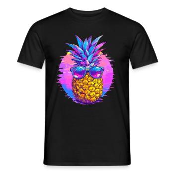 Ananas mit Retro Sonnenbrille - Männer T-Shirt - Schwarz - Vorne - AI Model Male 178 light (178cm)