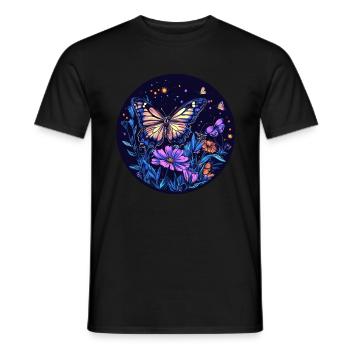 Night butterfly in the flower field - Men's T-Shirt - black - Front - AI Model Male 178 light (178cm)