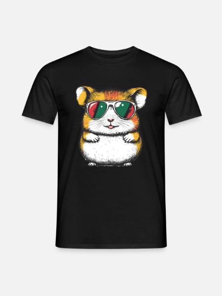 Cooler Hamster mit Brille - Männer T-Shirt - Schwarz