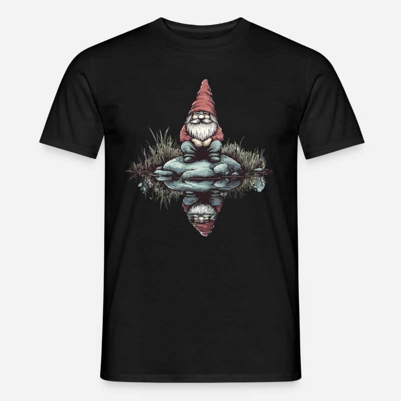 Nachdenklicher Gartenzwerg - Männer T-Shirt - Schwarz