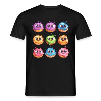 Bunte Donut Freunde - Männer T-Shirt - Schwarz - Vorne - AI Model Male 178 light (178cm)