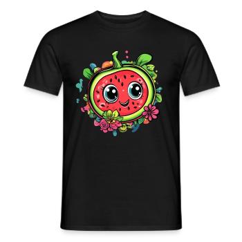 Wassermelone mit Blumenkranz - Männer T-Shirt - Schwarz - Vorne - AI Model Male 178 light (178cm)