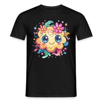 Biscuit avec sourire fleuri - T-shirt homme - noir - Devant - AI Model Male 178 light (178cm)
