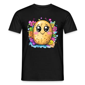 Fröhliche Kartoffel mit großen Augen - Männer T-Shirt - Schwarz - Vorne - AI Model Male 178 light (178cm)