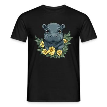 Blumenbaby Nilpferd - Männer T-Shirt - Schwarz - Vorne - AI Model Male 178 light (178cm)