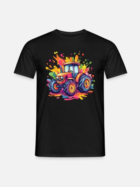 Traktor in Farbenpracht - Männer T-Shirt - Schwarz