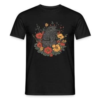 Niedlicher Maulwurf im Blumenfeld - Männer T-Shirt - Schwarz - Vorne - AI Model Male 178 light (178cm)