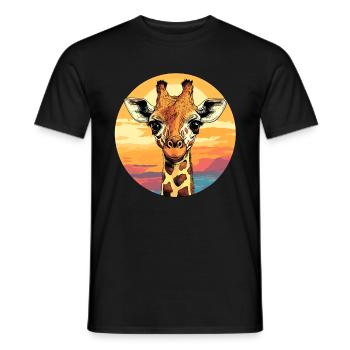 Girafe au coucher du soleil - T-shirt homme - noir - Devant - AI Model Male 178 light (178cm)