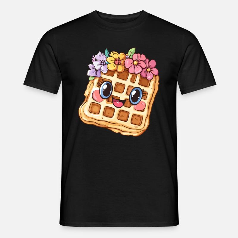 Waffel mit Blumen - Männer T-Shirt - Schwarz