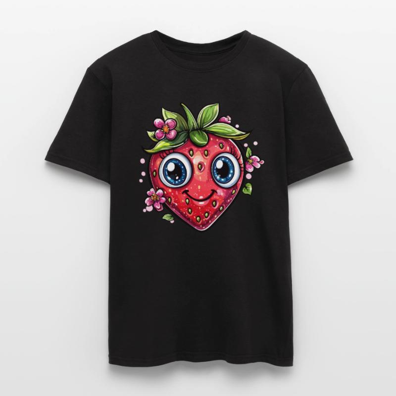 Fraise avec sourire de fleur T-shirt homme