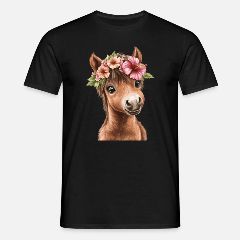 Flower pony with wreath - Men's T-Shirt - black