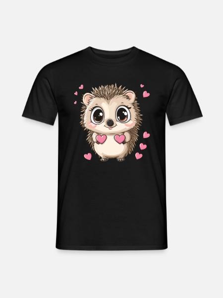 Riccio con cuori - T-shirt uomo - nero