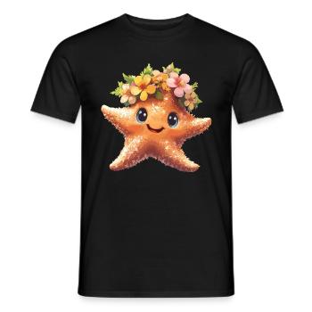 Seestern mit Blütenkrone - Männer T-Shirt - Schwarz - Vorne - AI Model Male 178 light (178cm)