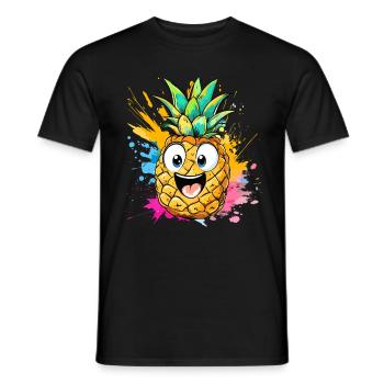 Happy Pineapple Explosion - Men's T-Shirt - black - Front - AI Model Male 178 light (178cm)